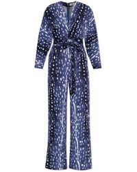 Diane von Furstenberg - All-Over Patterned V-Neck Jumpsuit - Lyst