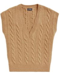 Polo Ralph Lauren V-neck Cable-knit Vest - Natural