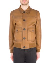 Prada Buttoned Leather Jacket - Brown