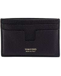 Tom Ford Logo Embossed T-line Card Holder - Black