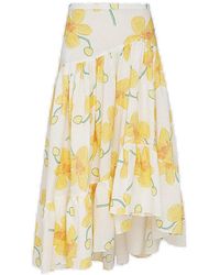 Marni - White And Yellow Silk Blend Skirt - Lyst
