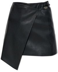 DIESEL - Wrap Mini Skirt In Stretch Leather - Lyst