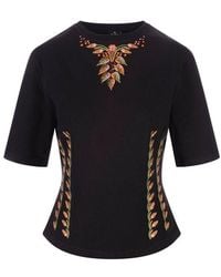 Etro - Fitted T-shirt With Floral Embroidery - Lyst