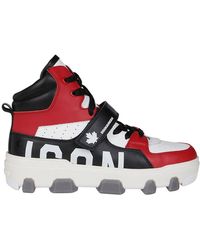 DSquared² Panelled High-top Trainers - Red