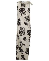 MSGM - Floral Print Sleeveless Long Dress - Lyst