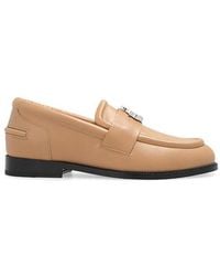 Lanvin - Logo Tag Round Toe Loafers - Lyst