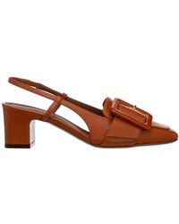 L'Autre Chose Block Heel Slingback Court Shoes - Brown