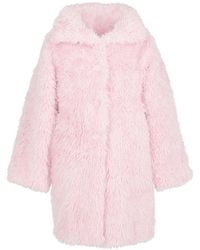 Balenciaga Swing Faux Fur Coat - Pink