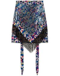 Rabanne - Fringed Floral Printed Asymmetric Mini Skirt - Lyst