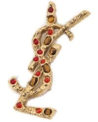 Saint Laurent - Cassandre Embellished Brooch - Lyst