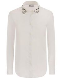 RED Valentino - Red Star Embroidered Long-sleeved Shirt - Lyst