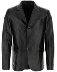 Versace - Single-breasted Tailored Leather Blazer - Lyst