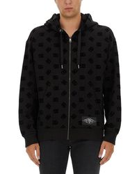 Dolce & Gabbana - Oversized Cotton Sweatshirt With Allover Logo - Lyst