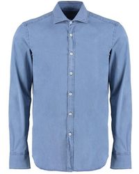 Canali - Curved Hem Buttoned Denim Shirt - Lyst