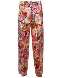 Max Mara - Printed Silk Leda Trousers - Lyst
