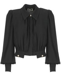 Elisabetta Franchi - Ruched Cropped Blouse - Lyst