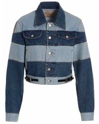ANDERSSON BELL - Mahina Patchwork-striped Cropped Denim Jacket - Lyst