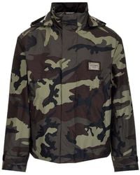 Dolce & Gabbana - Camouflage Print Zip-Up Hooded Jacket - Lyst