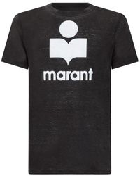 Isabel Marant Logo Print Linen T-shirt in White for Men Mens Clothing T-shirts Short sleeve t-shirts Save 23% 