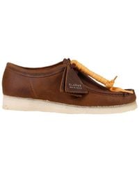 Clarks Wallabee Square Toe Lace-up Shoes - Brown