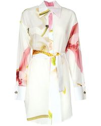 Genny - Floral Print Shirt Dress - Lyst