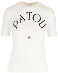 Patou - Logo Embroidered Knitted Top - Lyst