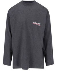 Balenciaga - Logo Embroidered Long-sleeve T-shirt - Lyst