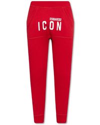 DSquared² - Red Sweatpants With Logo - Lyst