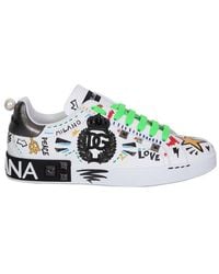 Dolce & Gabbana - Graffiti-printed Lace-up Sneakers - Lyst