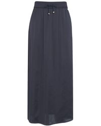 Herno - Drawstring-Waist Side-Slit Satin Midi Skirt - Lyst