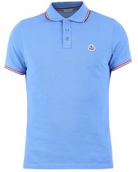 Moncler Logo Patch Short-sleeved Polo Shirt - Blue