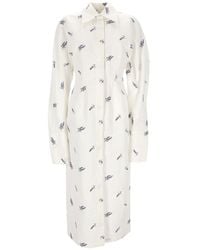 Sportmax - All-Over Patterned Long-Sleeved Dress - Lyst