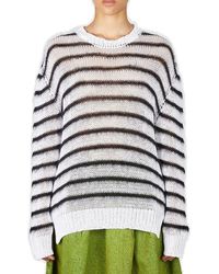 Marni - Striped Open-knitted Crewneck Jumper - Lyst
