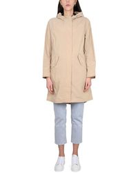 Woolrich - Long-sleeved Hooded Mid-length Coat - Lyst