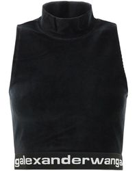 Alexander Wang Logo Band Cropped Sleeveless Top - Black