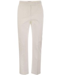 Max Mara - Okra Cotton Satin Trousers - Lyst