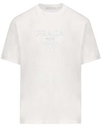 Prada - Raised Logo Round-Neck T-Shirt - Lyst