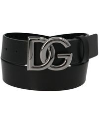 Dolce & Gabbana Dg Plaque Buckle Belt - Black