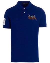 Polo Ralph Lauren Triple Pony Embroidered Polo Shirt - Blue