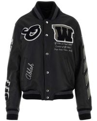 Off-White c/o Virgil Abloh - Varsity Leather Bomber Jacket - Lyst