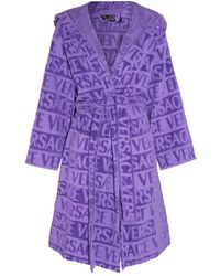 Versace Monogram Belted Bathrobe - Purple