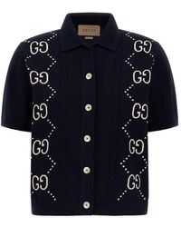 Gucci - GG Intarsia Knit Cardigan - Lyst