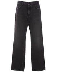 AMISH - Logo Patch Wide-leg Jeans - Lyst