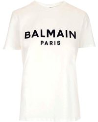 Balmain - Logo Print Cotton Jersey T-shirt - Lyst