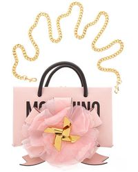 Moschino - Oversized Bow Embellished Logo Printed Tote Bag - Lyst