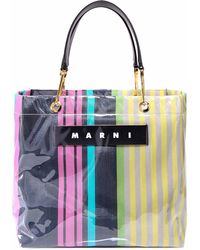 Marni Logo Striped Rainbow Tote Bag - Multicolour