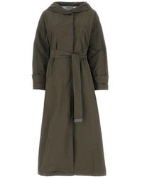 Max Mara The Cube - Max Mara Belted Hooded Trench Coat - Lyst