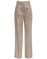 Brunello Cucinelli Tailored Trousers In Shiny Linen - Natural
