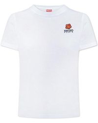 KENZO - Logo Embroidered T-shirt - Lyst