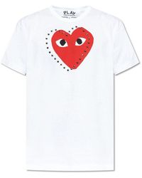 COMME DES GARÇONS PLAY - Heart Printed Studded T-Shirt - Lyst